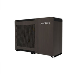 EcoFlow ventoxhvac R290 air-to-water heat pump with front discharge and solar-direct drive, featuring compact EPP insulation panels.