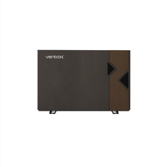 EcoHaven side-discharge R290 EPP air-to-water heat pump by ventoxhvac with solar-direct drive, shown with side panels and control panel.